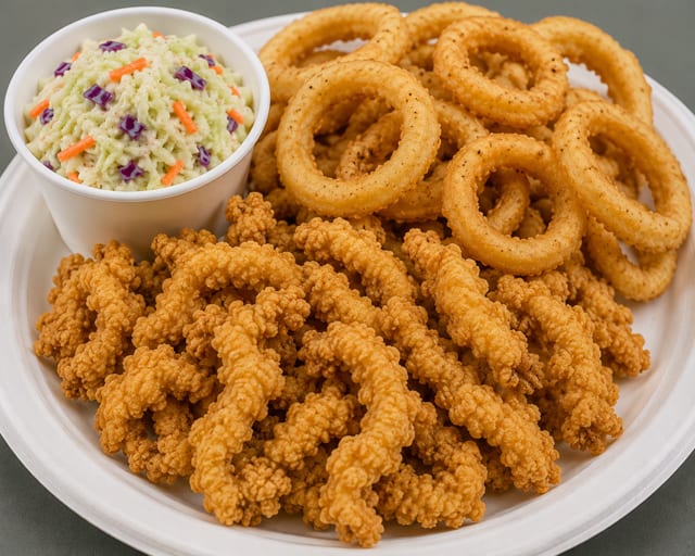 Clam Strips Onion Dinner.