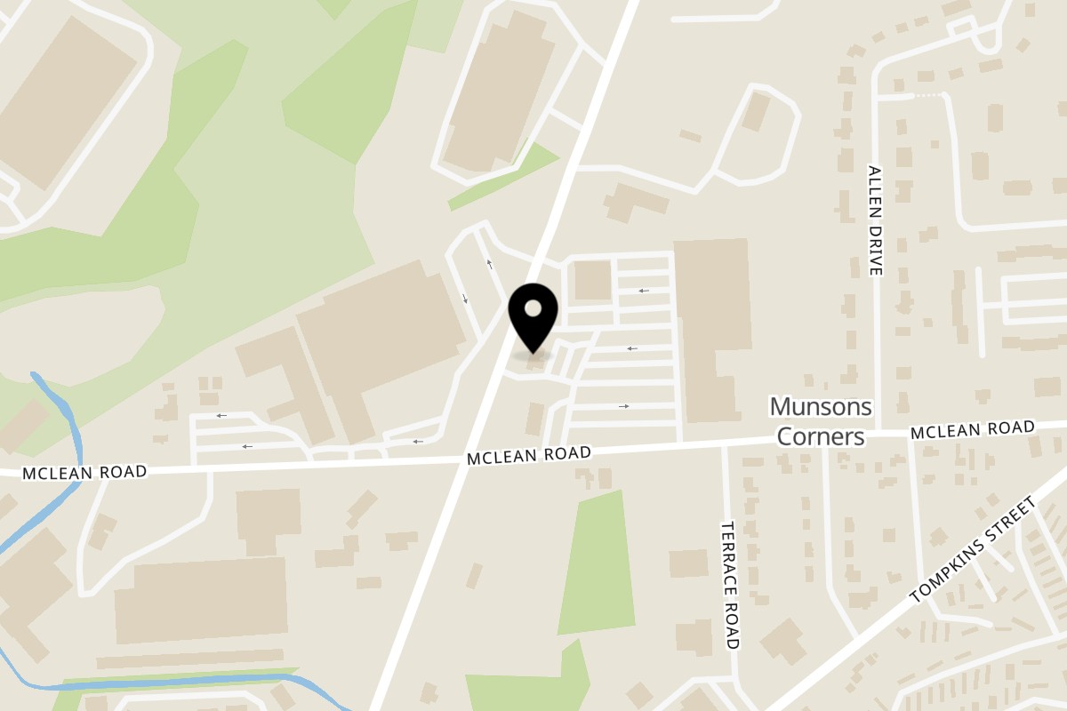 Map showing the location of Doug's Fish Fry on 3638 NY-281 in Cortland